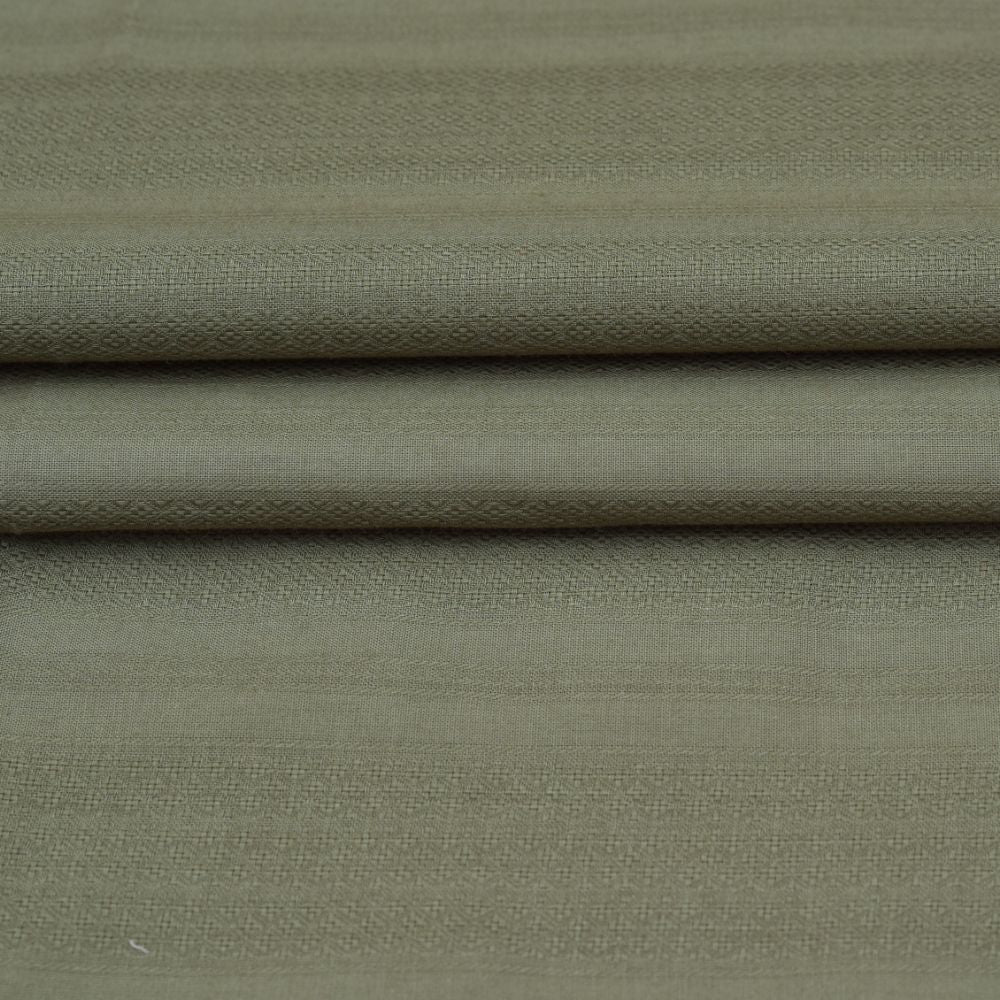 Premium Shirt Fabric(1.6 MTR) Dobby Plain Olive Green-90550