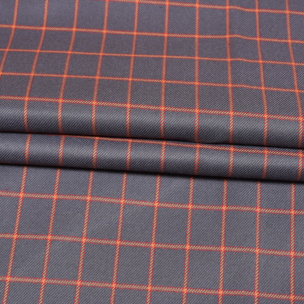 Blue-Orange-Checks-Tweed-Wool-Fabric-90760