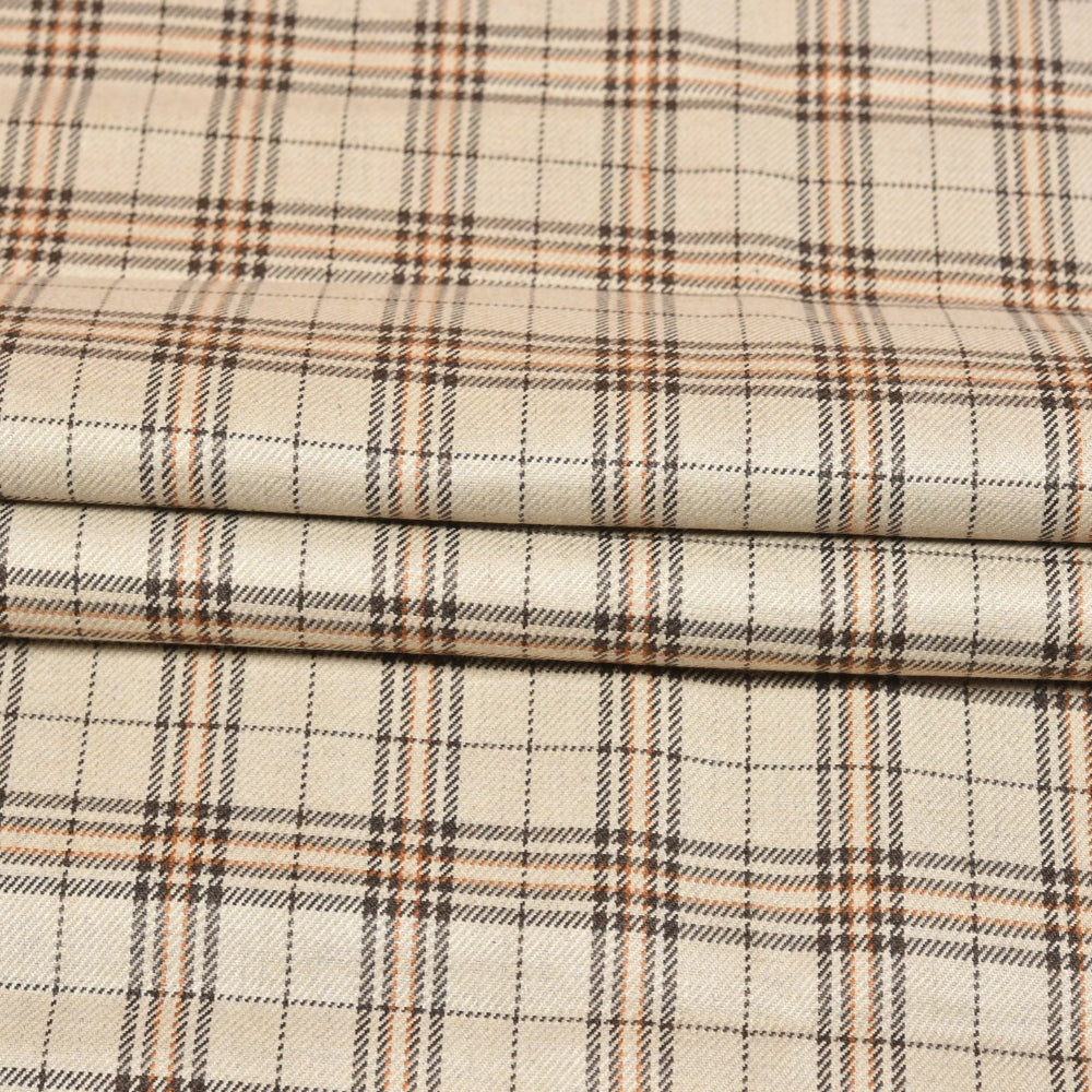 Beige-Brown-Checks-Tweed-Wool-Fabric-90761