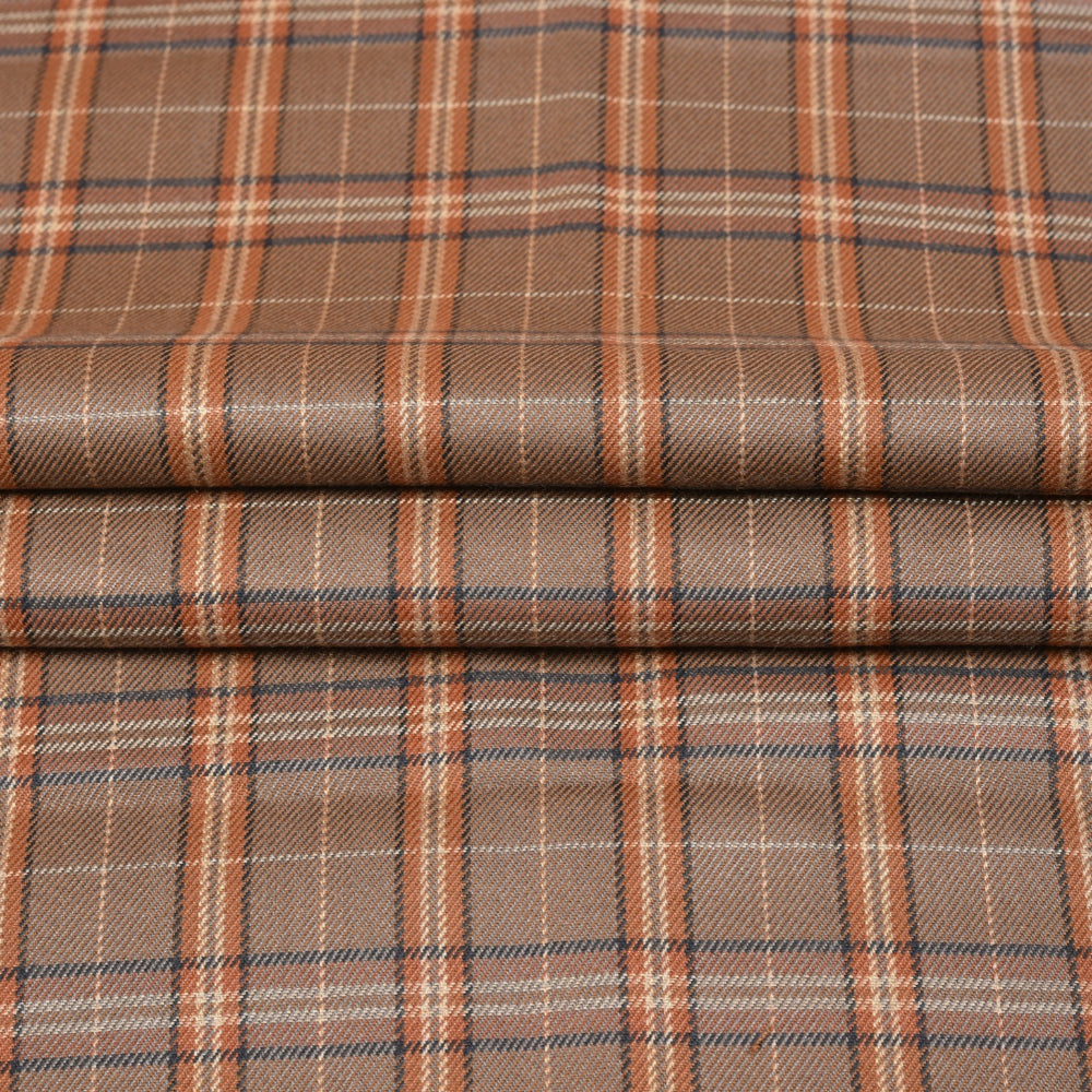 Brown-Black-Checks-Tweed-Wool-Fabric-90763