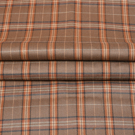 Brown-Black-Checks-Tweed-Wool-Fabric-90763