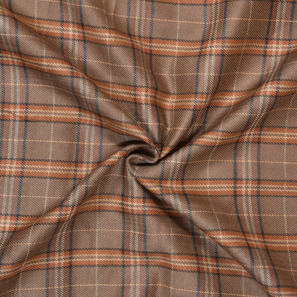 Brown-Black-Checks-Tweed-Wool-Fabric-90763