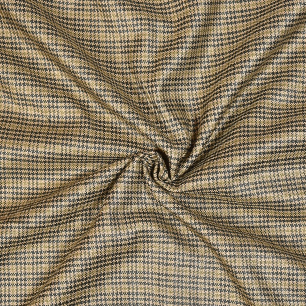 Beige-Black-Checks-Tweed-Wool-Fabric-90764