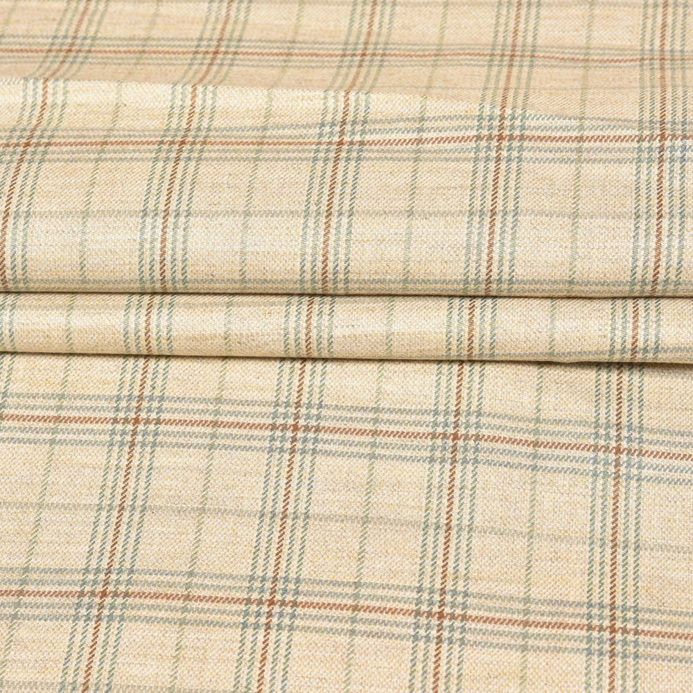 Beige-Green-Checks-Tweed-Wool-Fabric-90766