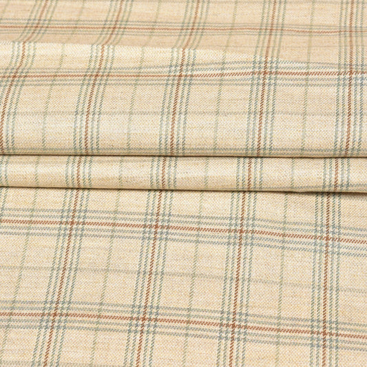 Beige-Green-Checks-Tweed-Wool-Fabric-90766