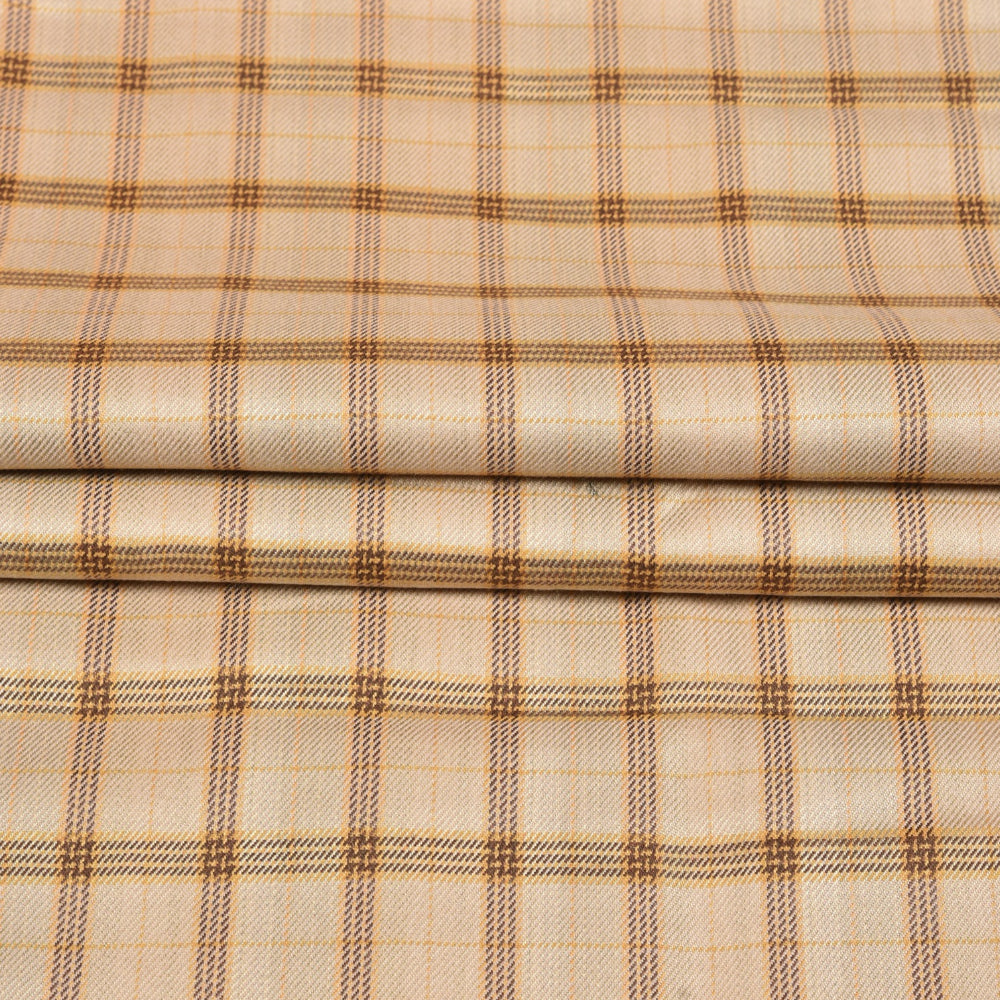 Beige-Brown-Checks-Tweed-Wool-Fabric-90772