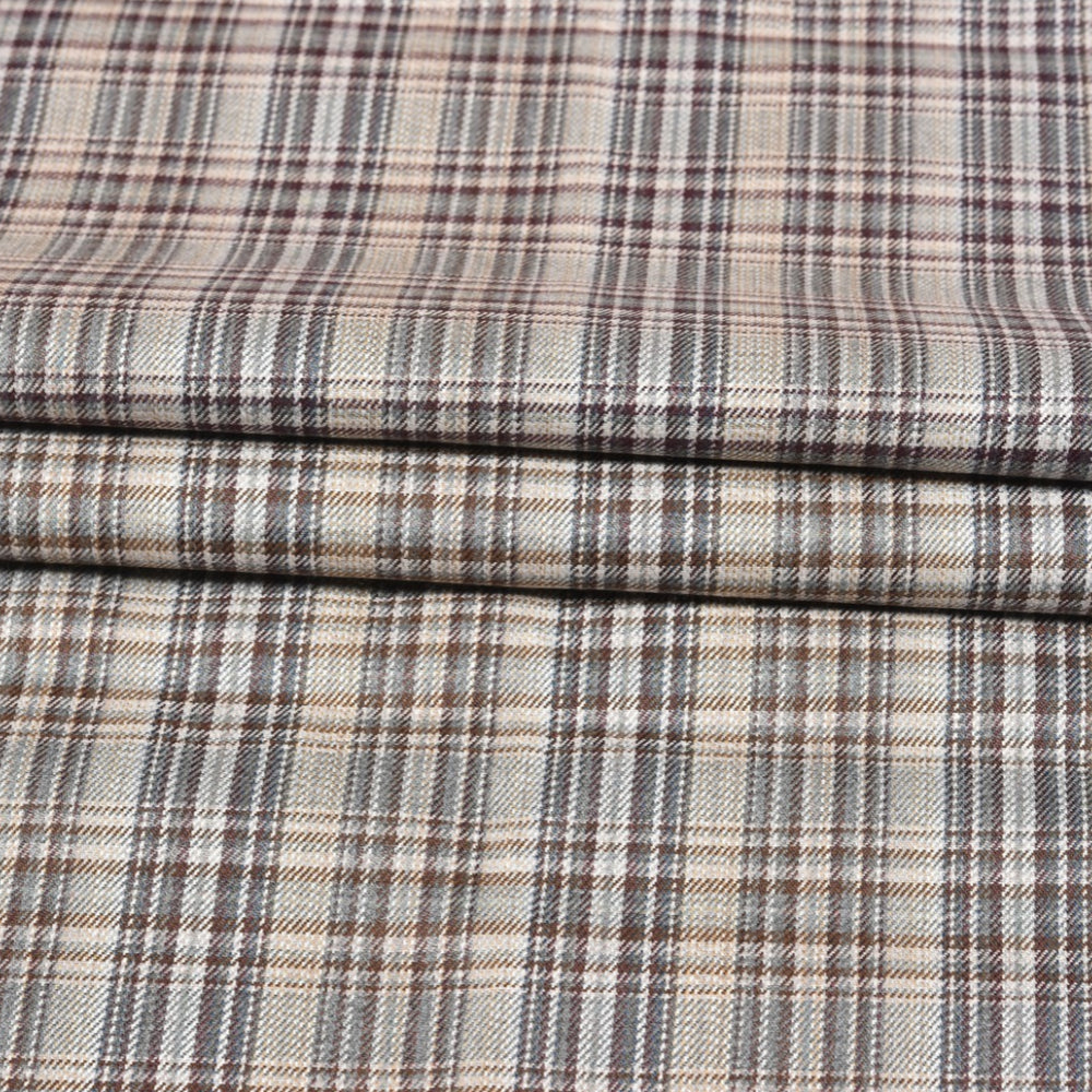 Beige-Brown-Checks-Tweed-Wool-Fabric-90775