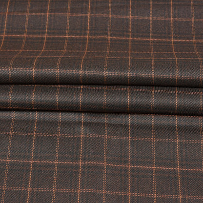 Brown-Orange-Checks-Tweed-Wool-Fabric-90776