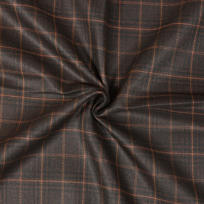 Brown-Orange-Checks-Tweed-Wool-Fabric-90776