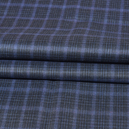 Navy-Blue-Black-Checks-Tweed-Wool-Fabric-90777