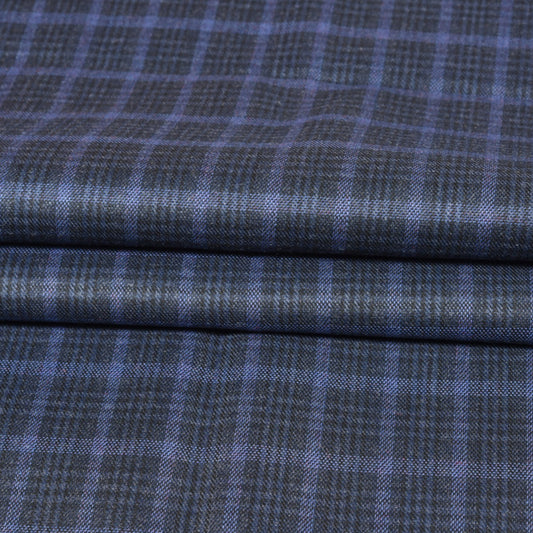 Navy-Blue-Black-Checks-Tweed-Wool-Fabric-90777