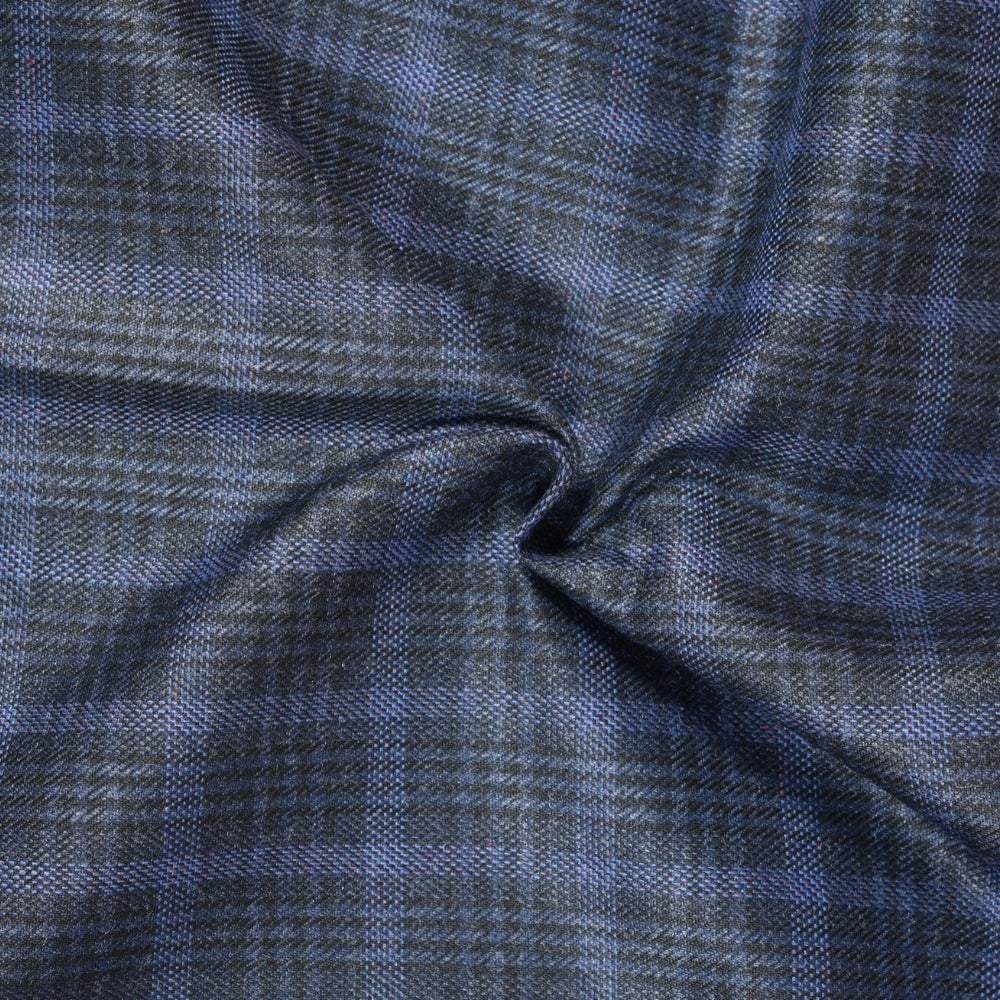 Navy-Blue-Black-Checks-Tweed-Wool-Fabric-90777