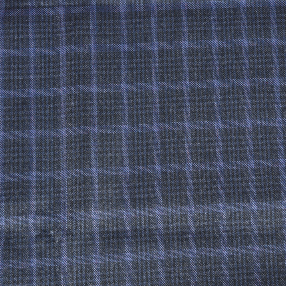 Navy-Blue-Black-Checks-Tweed-Wool-Fabric-90777
