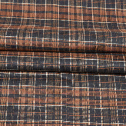 Brown-Black-Checks-Tweed-Wool-Fabric-90778