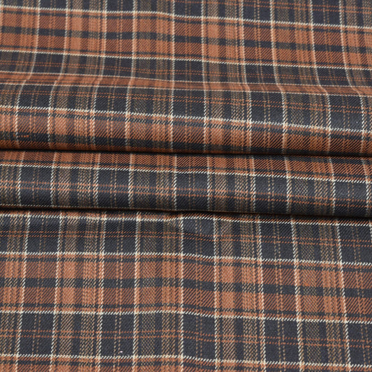 Brown-Black-Checks-Tweed-Wool-Fabric-90778