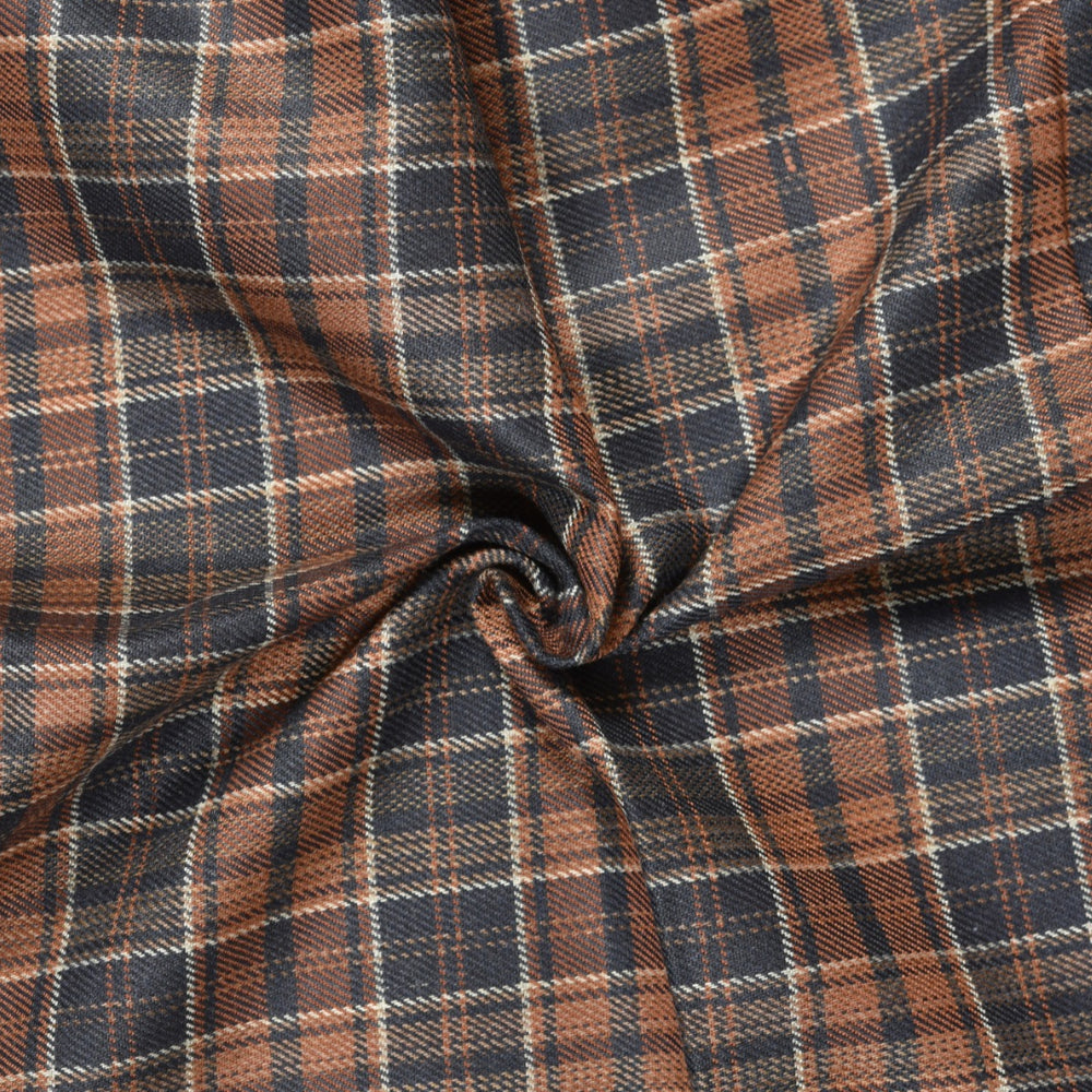 Brown-Black-Checks-Tweed-Wool-Fabric-90778