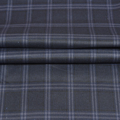 Navy-Blue-Gray-Checks-Tweed-Wool-Fabric-90780