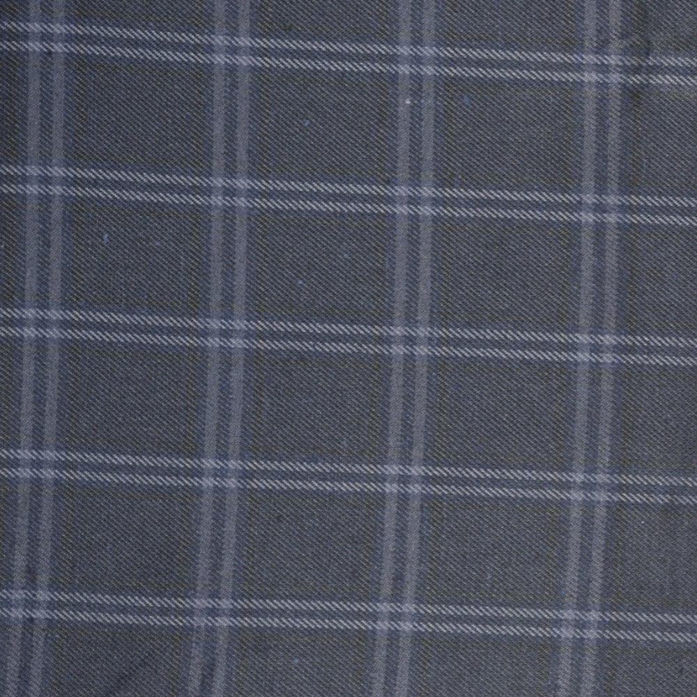 Navy-Blue-Gray-Checks-Tweed-Wool-Fabric-90780
