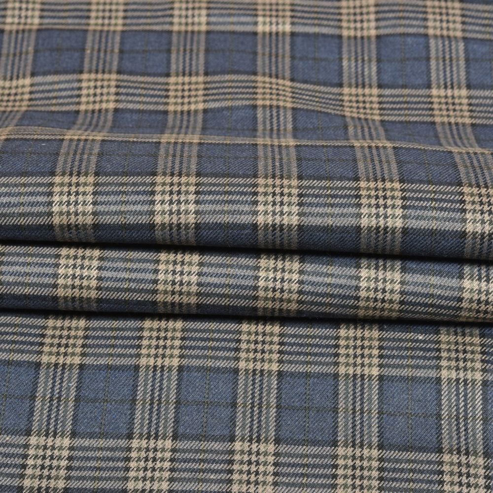 Blue-Beige-Checks-Tweed-Wool-Fabric-90783