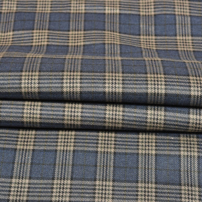 Blue-Beige-Checks-Tweed-Wool-Fabric-90783