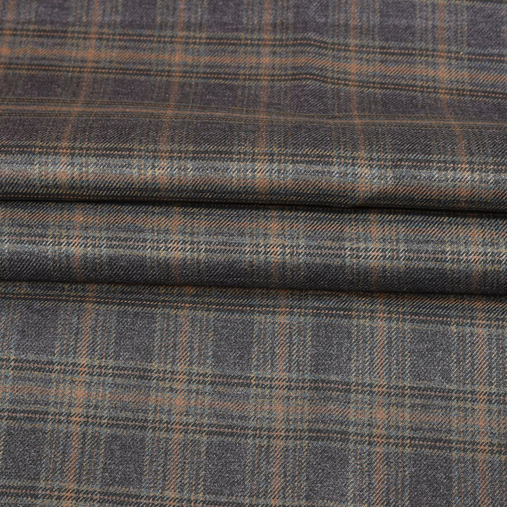 Black-Orange-Checks-Tweed-Wool-Fabric-90784