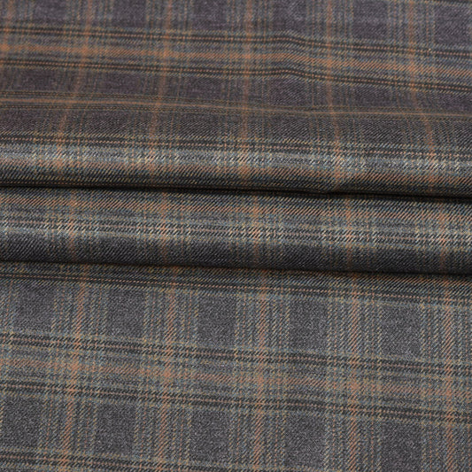 Black-Orange-Checks-Tweed-Wool-Fabric-90784