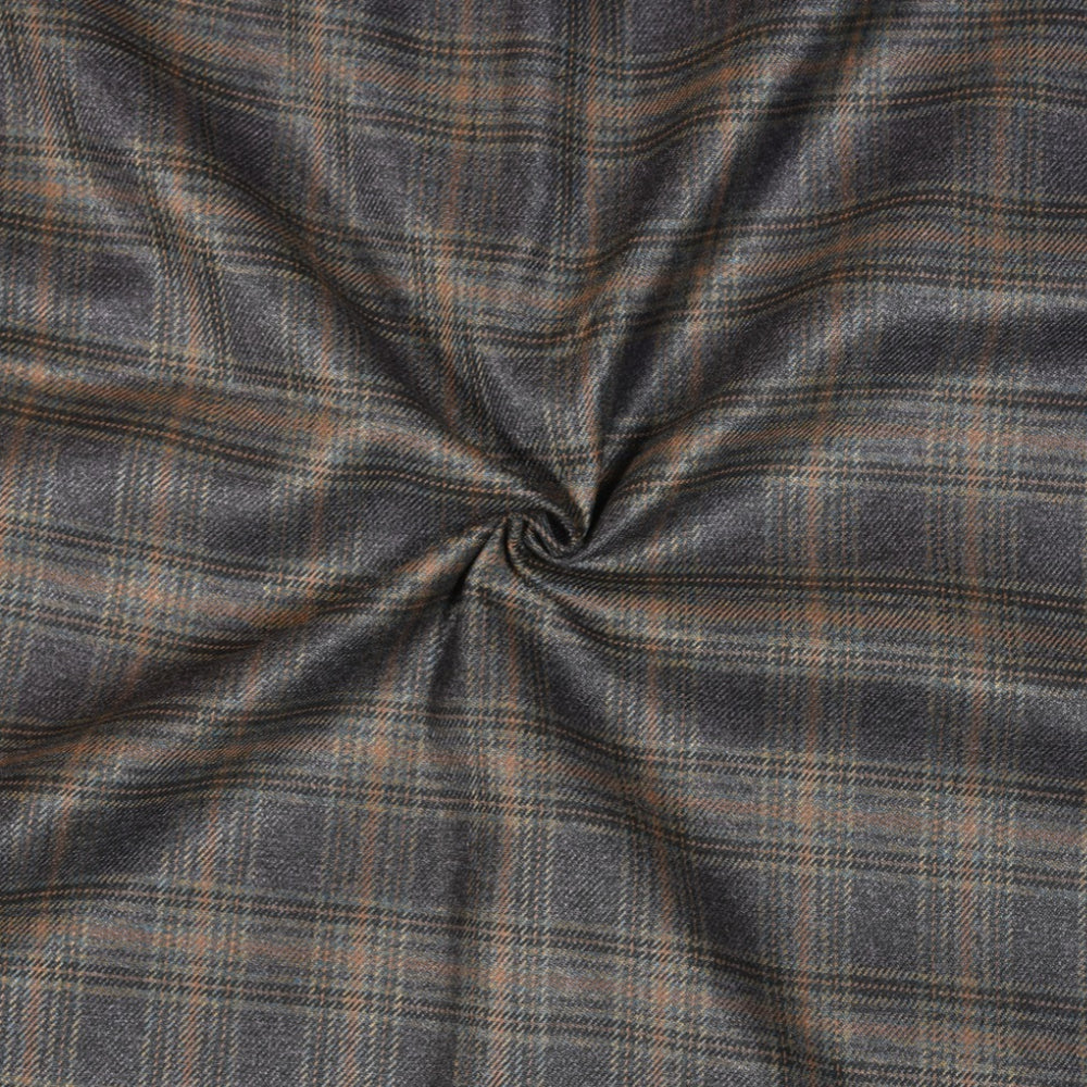 Black-Orange-Checks-Tweed-Wool-Fabric-90784