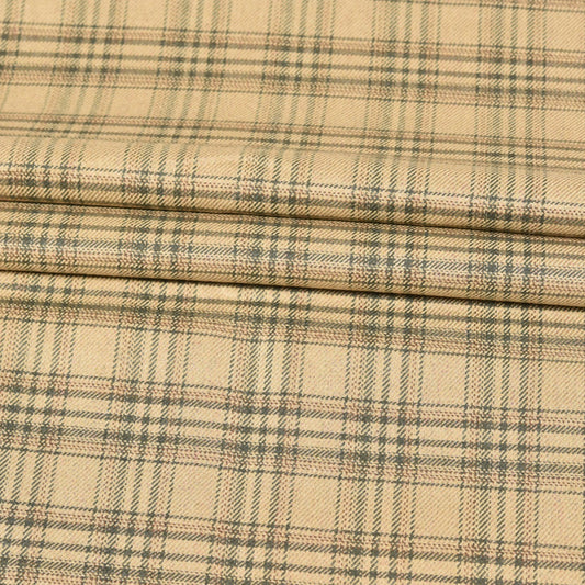 Beige-Green-Checks-Tweed-Wool-Fabric-90785