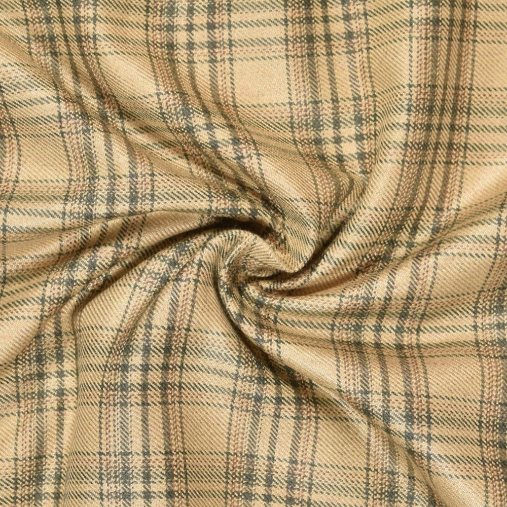 Beige-Green-Checks-Tweed-Wool-Fabric-90785