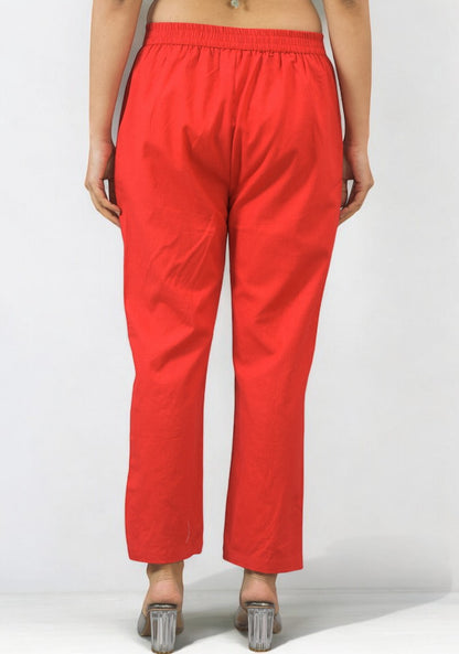 Red Cotton Pant-49187