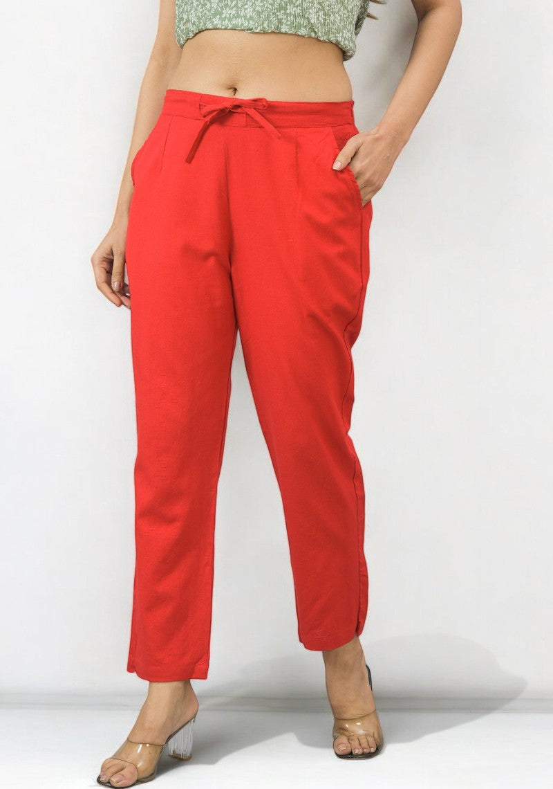 Red Cotton Pant-49187