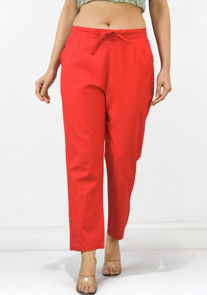 Red Cotton Pant-49187