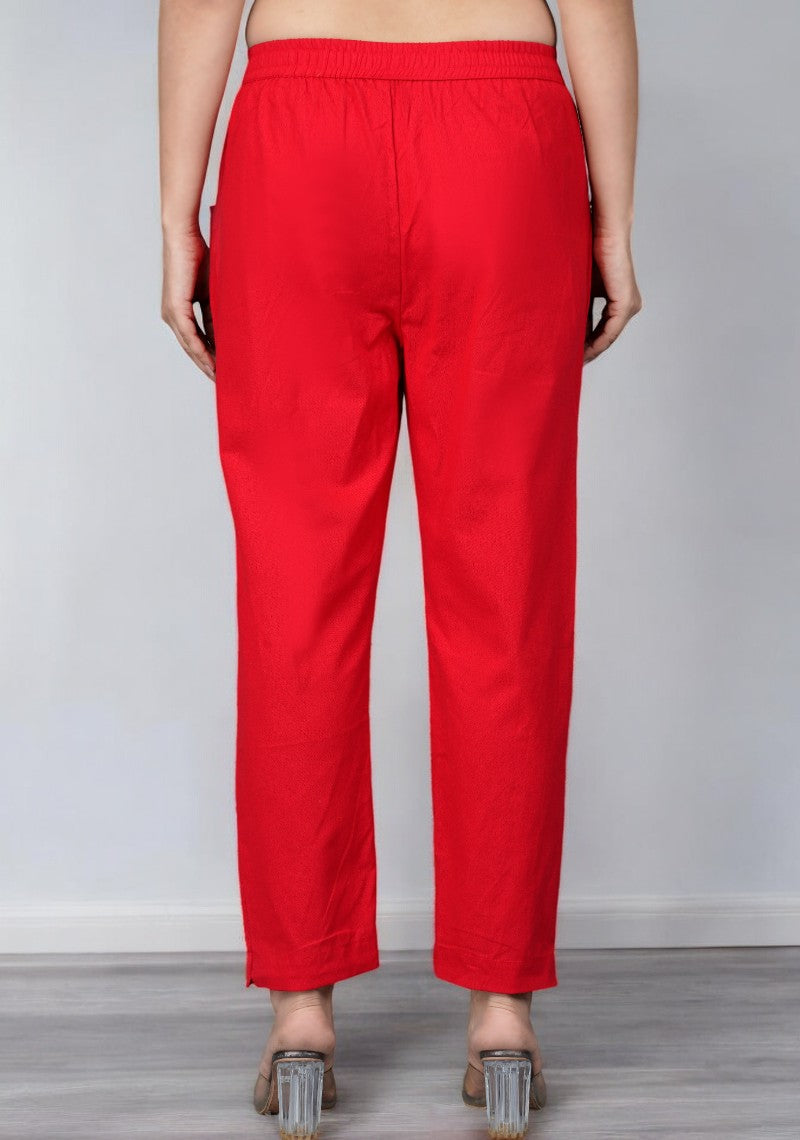 Red Cotton Pant-49196