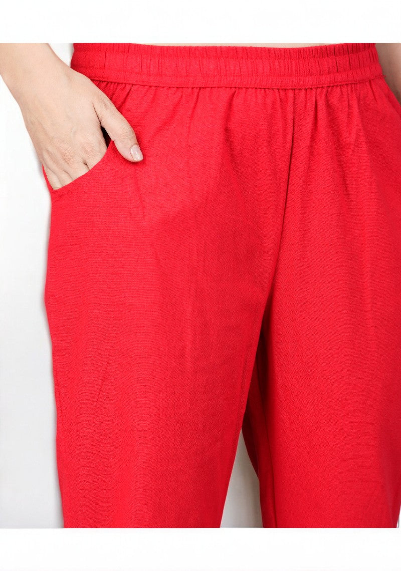 Red Cotton Pant-49196