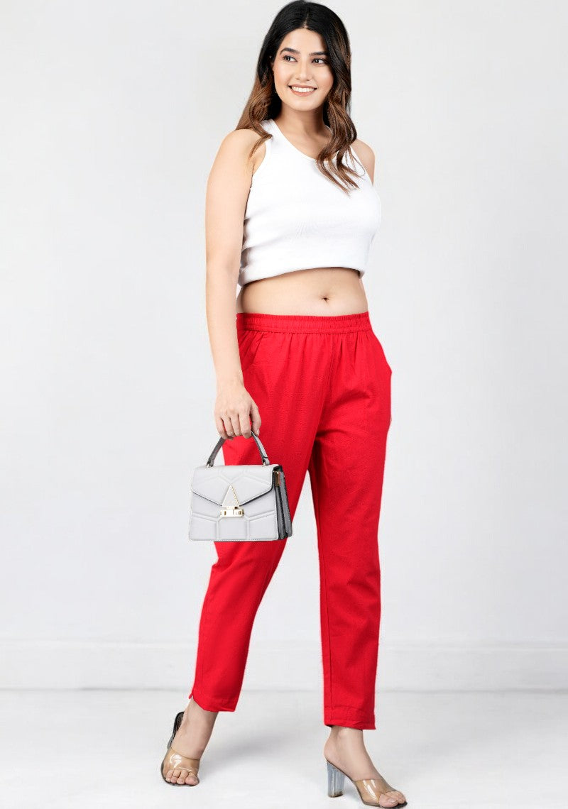 Red Cotton Pant-49196