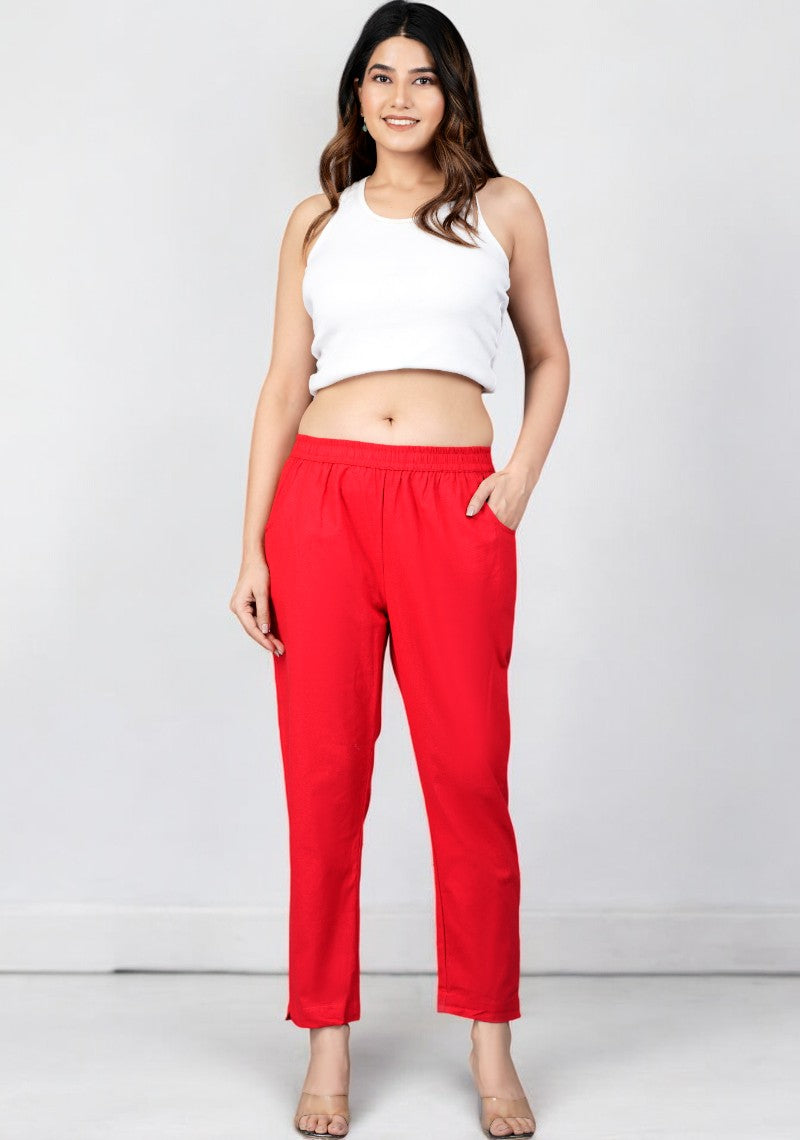 Red Cotton Pant-49196