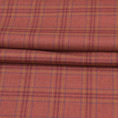 Wool Blazer Fabric (2 Meter)-Red Navy Blue Checks-90658