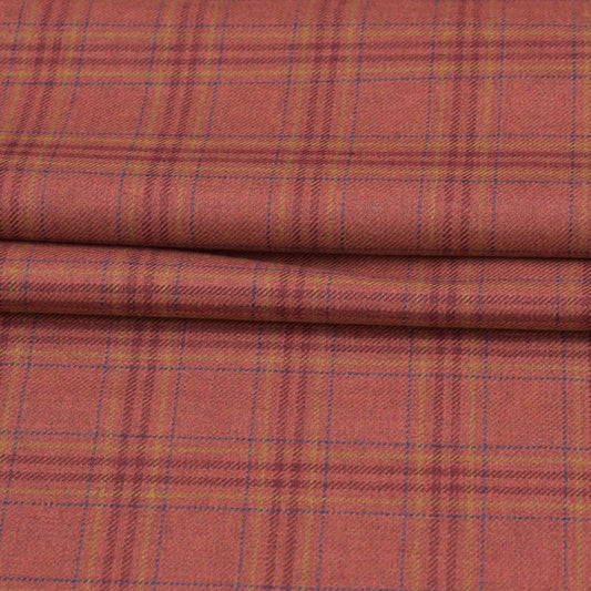 Wool Blazer Fabric (2 Meter)-Red Navy Blue Checks-90658