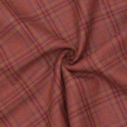 Wool Blazer Fabric (2 Meter)-Red Navy Blue Checks-90658