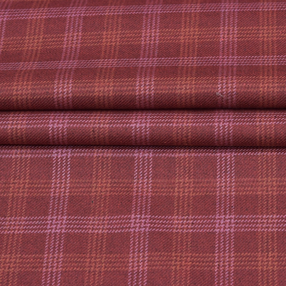 Wool Blazer Fabric (2 Meter)-Red Yellow and White Checks-90656