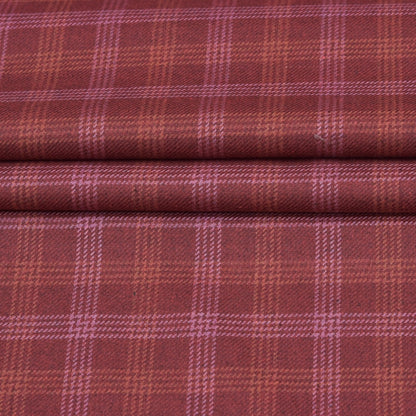 Wool Blazer Fabric (2 Meter)-Red Yellow and White Checks-90656