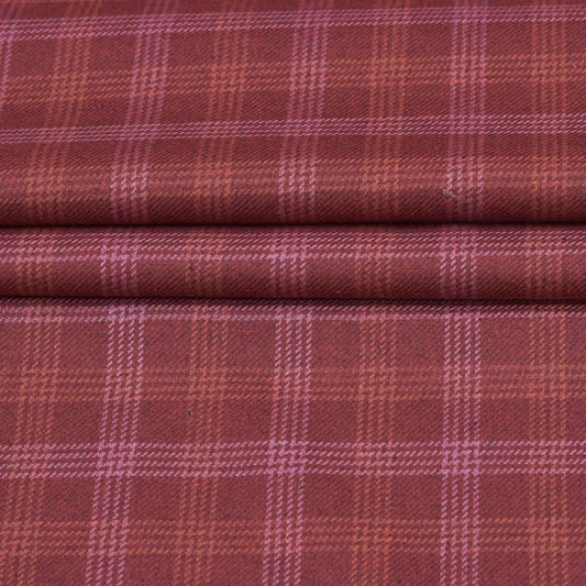 Wool Blazer Fabric (2 Meter)-Red Yellow and White Checks-90656