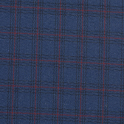 Wool Blazer Fabric (2 Meter)-Royal Blue Red and Black Checks-90641