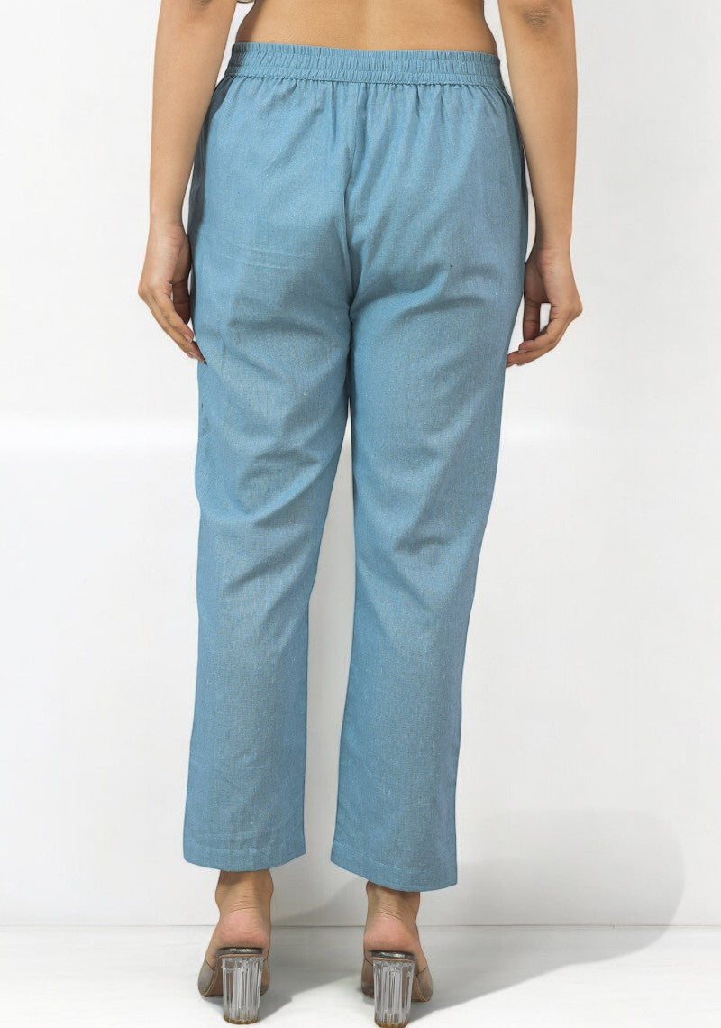 Sky Blue Cotton Pant-49185