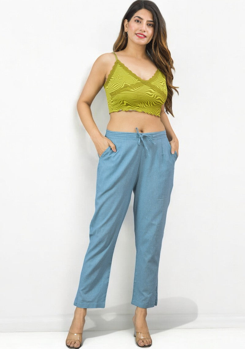 Sky Blue Cotton Pant-49185