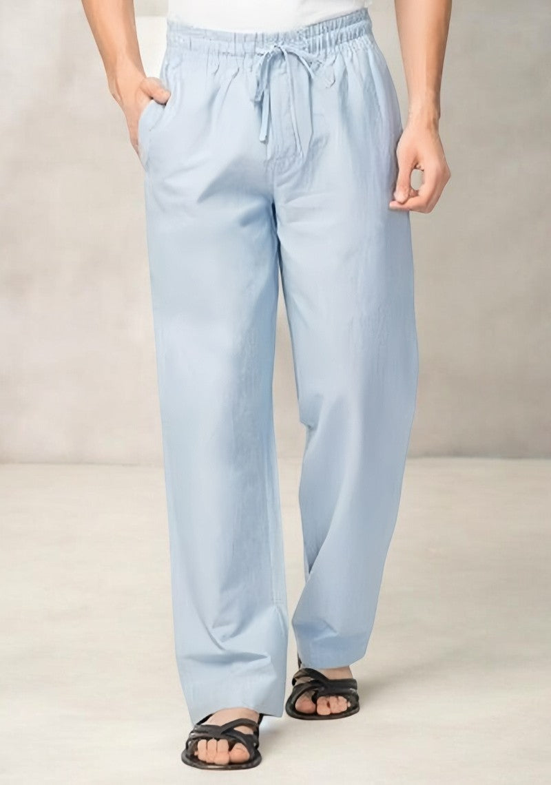 Sky Blue Handloom Cotton Casual Men Pant-49086