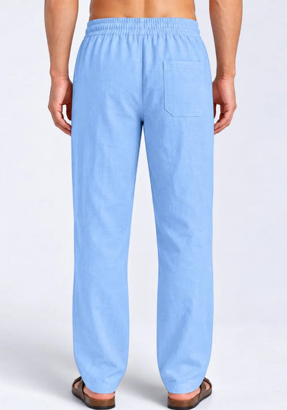 Sky Blue Linen Loose Fit Men Pant-51901