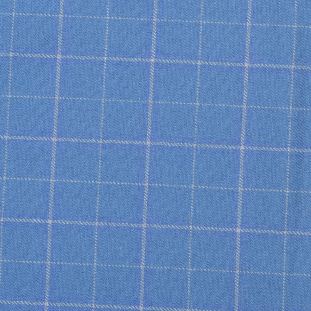 Wool Blazer Fabric (2 Meter)-Sky Blue White Checks-90662