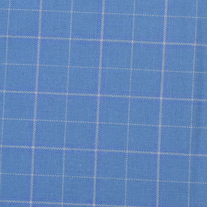 Wool Blazer Fabric (2 Meter)-Sky Blue White Checks-90662