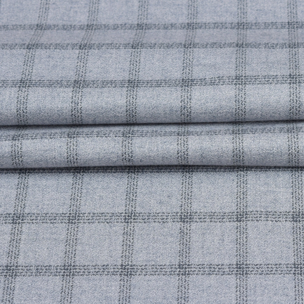 Wool Blazer Fabric (2 Meter)-White Black Checks-90650